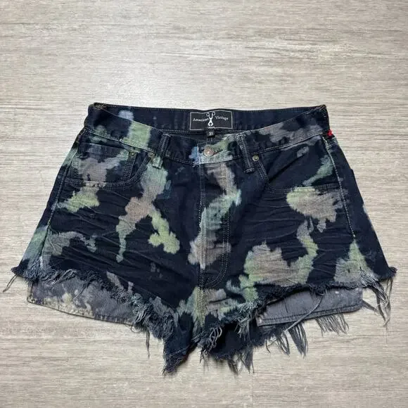 Levi’s American Vintage Denim Distressed Shorts Tie Dye Splatter Cut Off Size 31 - Picture 1 of 7